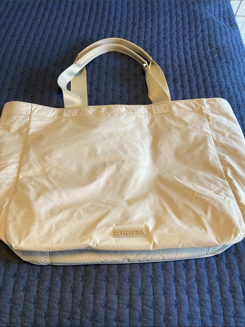 Athleta All About Tote Bag. Cream EUC. Note light stains at bottom